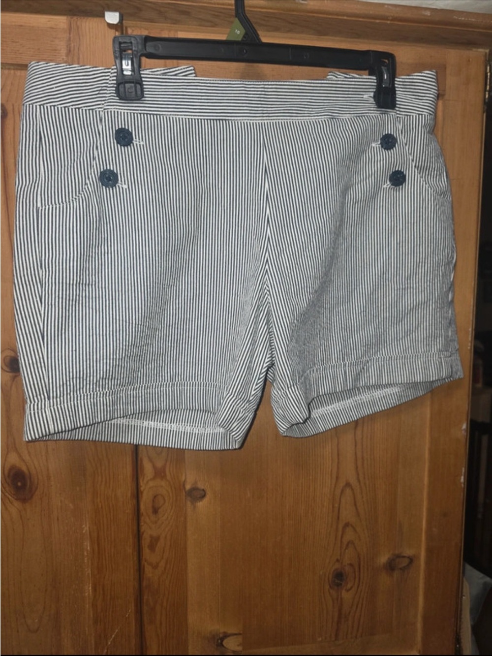 Sandro Navy and White Striped Sailor‑Style Shorts
